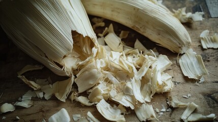 Peeled husks revealing the contents inside