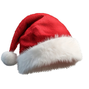 recommend clip art: Red Santa hat with a white fur trim and pompom, isolated on png transparent background