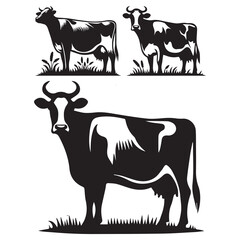 Cow black silhouette vector isolated on white background design, ai generated