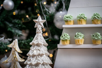 details of cupcakes and decorations