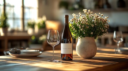 Modern images of wine bottles and crystal glasses displayed elegantly