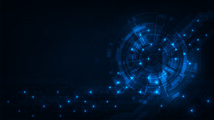 Digital hud sci fi technology concept adstract blue light background.