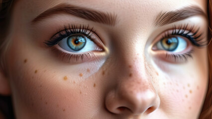 Obraz premium Captivating Face of Freckled Redhead Embracing Unique Features