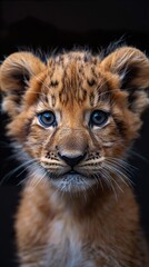 Close-up Portrait of a Lion Cub: Adorable and Wild