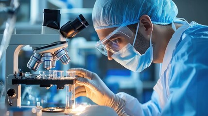 Detailed examination of a medical technologist demonstrating standard procedure in laboratory setting