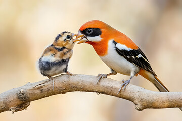 Parent Bird Feeding Chick - Close Encounter of Nature&rsquo;s Beautiful Moments