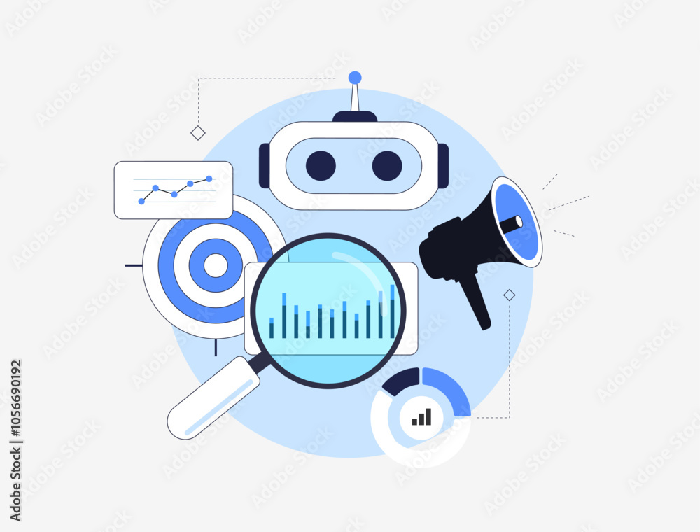 Poster ai-powered predictive analytics in marketing. predict consumer trends using ai for better digital ma