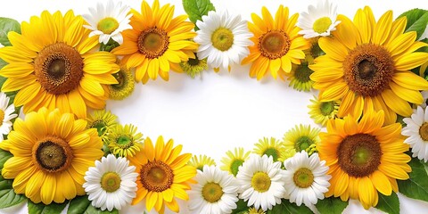 Bold sunflower and daisy arrangement creating a statement border, fresh cut flowers, garden beauty, daisies, flower borders, modern decor