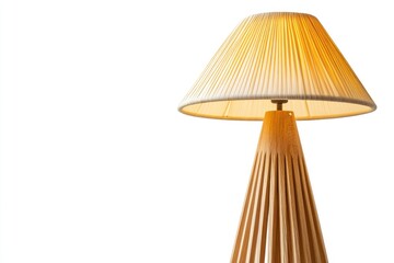 Wooden Floor Lamp with Pleated Fabric Shade