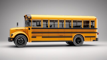 3D Rendering of Classic Yellow School Bus