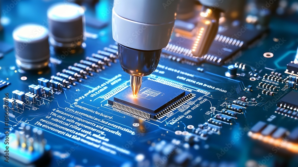 Leinwandbilder advanced technology microchip manufacturing on circuit board for electronics : generative ai