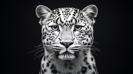 Fototapeta premium Majestic Close-up of a Snow Leopard against a Dark Background : Generative AI