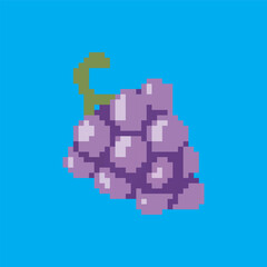 Fototapeta premium pixel art grapes, vector illustration on isolated background.