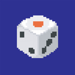 pixel art dice, vector illustration on isolated background.