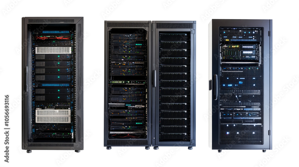Poster set of server racks showcasing organized server hardware setup generative ai