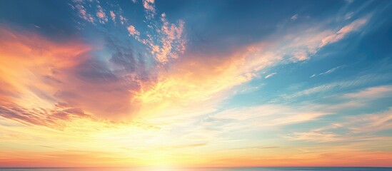 Obraz premium Colorful Beautiful Sunset Sky With Few Clouds For Wallpaper