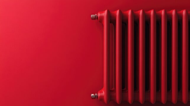 Vertical banner showcasing a red radiator as the main focus designed with ample space for text