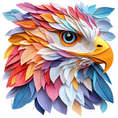 Obraz premium Colorful Paper Eagle Head Design on Transparent Background
