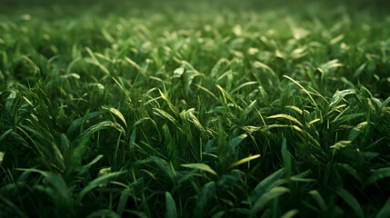 Obraz premium Green Grass Blades Macro Photography