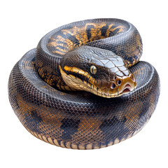 Fototapeta premium Coiled Snake on Transparent Background
