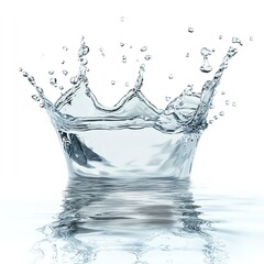 Clear water splash on white background