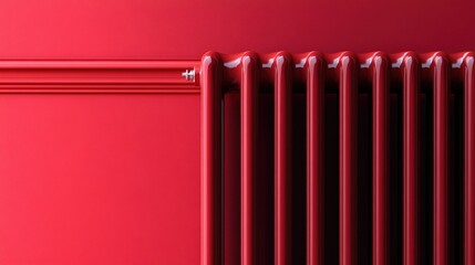 Vertical banner showcasing a red radiator as the main focus designed with ample space for text