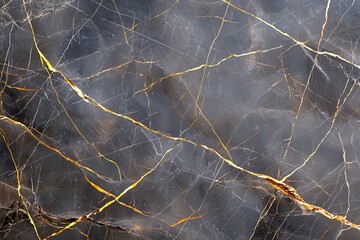 Elegant dark marble surface with striking gold veins, perfect for backgrounds, design elements, or luxurious textures.