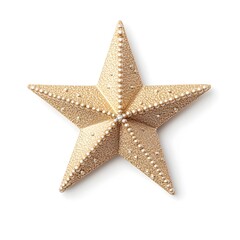 Perfectly Detailed Macro Shot of a Golden Five Pointed Star on White Background