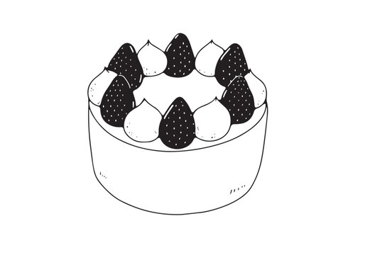 recommend clip art: シンプルなショートケーキの線画