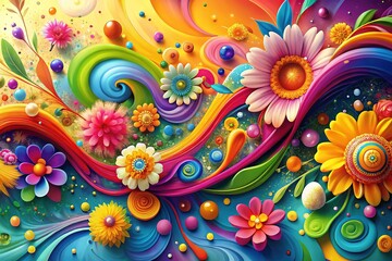 Colorful Holi Festival Banner Design with Surreal Spring Elements