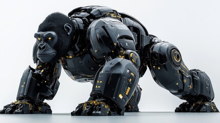 Fototapeta premium Fashionable robotic gorilla, 3d rendering