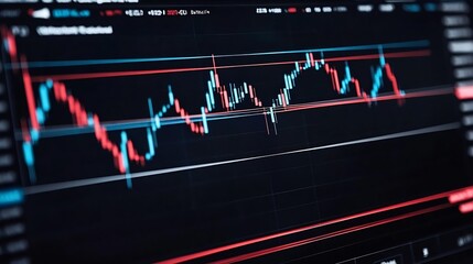Dynamic Forex Trading Chart Displaying Real Time Market Data Trends on a Digital Screen : Generative AI