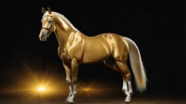 A horse standing in a dark 