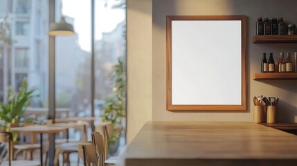 Empty shop signage template with a realistic blank restaurant menu board displayed in a mockup design