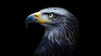 Obraz premium Eagle portrait featuring a black backdrop