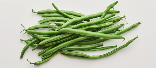 Fototapeta premium Green Beans On A White Background
