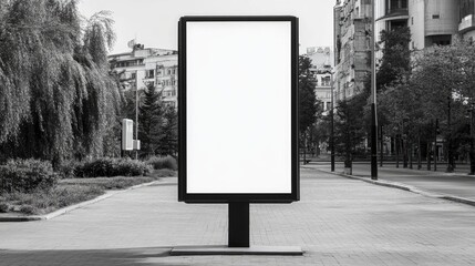 Large vertical blank advertising billboard or lightbox display providing ample copy space for messages or media content ideal for advertising and marketing purposes