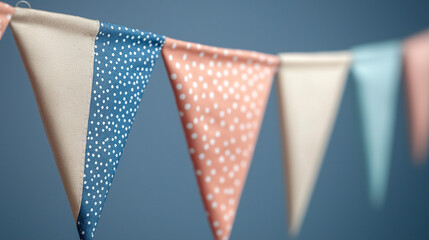 Garland of colorful fabric bunting flags
