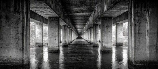 Under The Long Bridge Black And White Image
