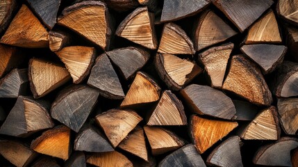 Fototapeta premium Background featuring a stacked arrangement of dry chopped firewood logs