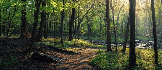 Obraz premium Early Spring Forest Park Landscape