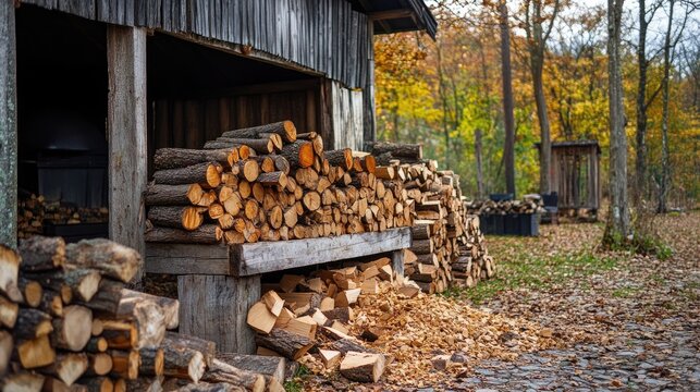 Firewood is divided using a log splitter