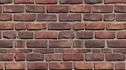 Fototapeta premium Smooth red brick wall with a detailed texture showcasing a traditional brickwork design