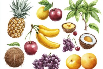 Watercolor Tropical Fruits