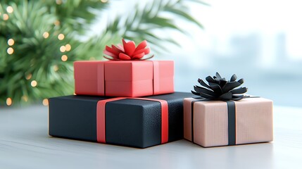 Festive gift boxes arranged aesthetically with vibrant colors for celebratory occasions and special events