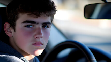 Teen Driver Focused on the Road, Promoting Safe Driving Awareness Among Youth