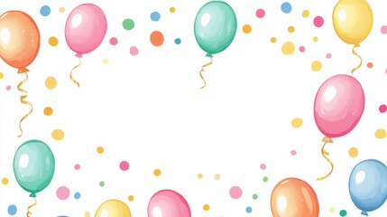 Colorful Confetti Border with Balloons for Celebrations