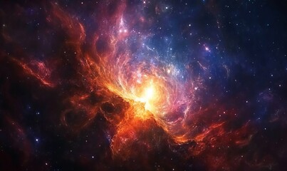 Fototapeta premium A stunning cosmic explosion illuminated by brilliant hues, showcasing the beauty and mystery of the universe in breathtaking detail