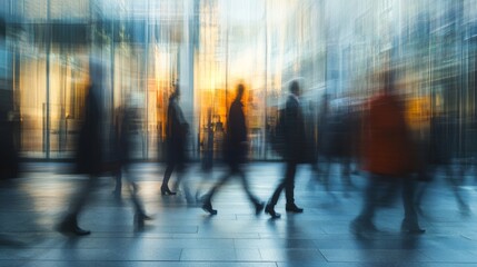 Blurry Silhouettes of People Walking in an Urban Setting