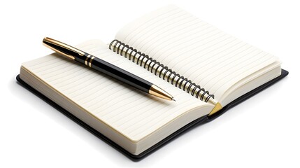 Elegant open notebook with a pen for ideas